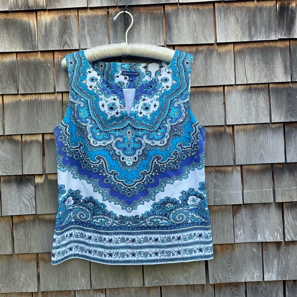 Talbots RSVP Blue Paisley Sleeveless Top